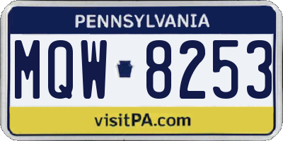 PA license plate MQW8253