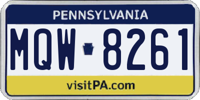 PA license plate MQW8261