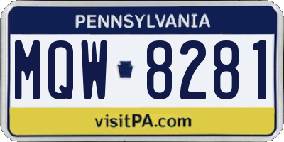 PA license plate MQW8281