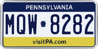 PA license plate MQW8282