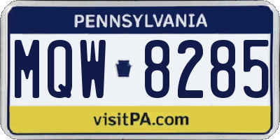 PA license plate MQW8285