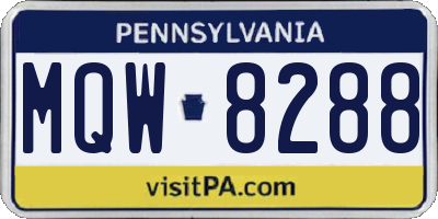 PA license plate MQW8288