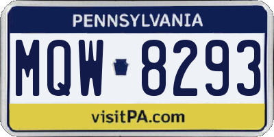 PA license plate MQW8293