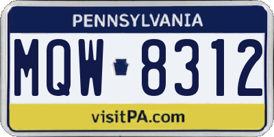 PA license plate MQW8312