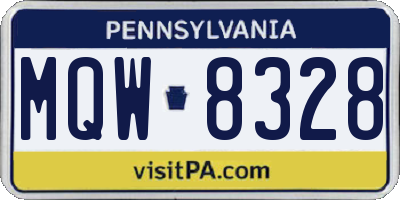 PA license plate MQW8328