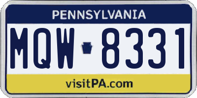 PA license plate MQW8331