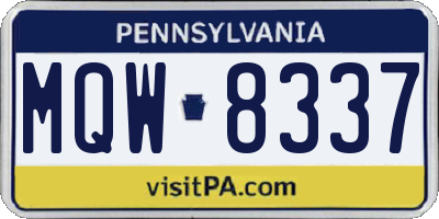 PA license plate MQW8337