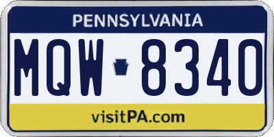 PA license plate MQW8340