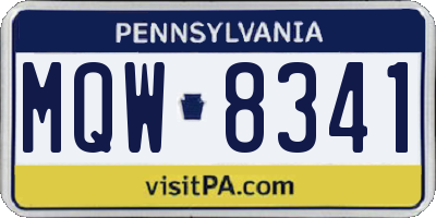 PA license plate MQW8341