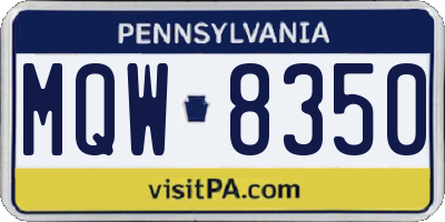 PA license plate MQW8350