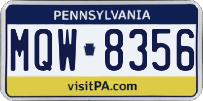 PA license plate MQW8356