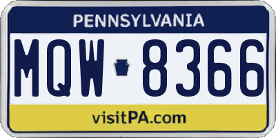 PA license plate MQW8366