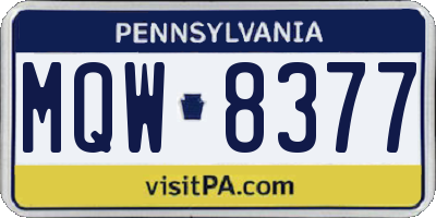 PA license plate MQW8377