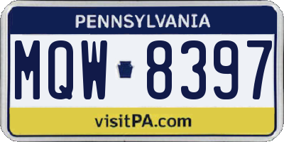 PA license plate MQW8397