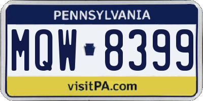 PA license plate MQW8399