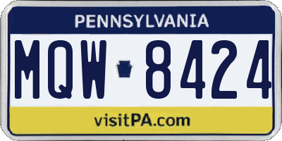 PA license plate MQW8424
