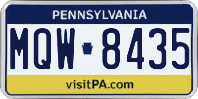 PA license plate MQW8435