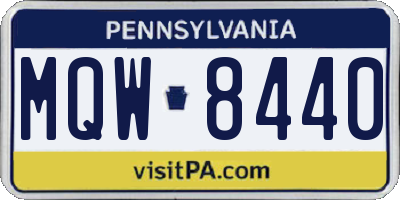 PA license plate MQW8440