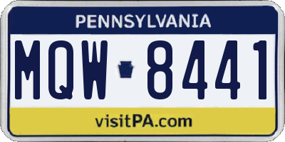 PA license plate MQW8441