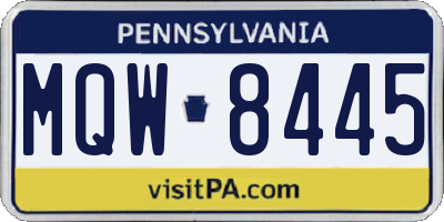 PA license plate MQW8445
