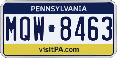 PA license plate MQW8463