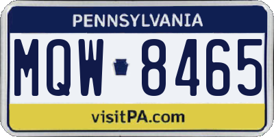 PA license plate MQW8465
