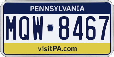 PA license plate MQW8467
