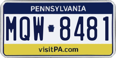 PA license plate MQW8481