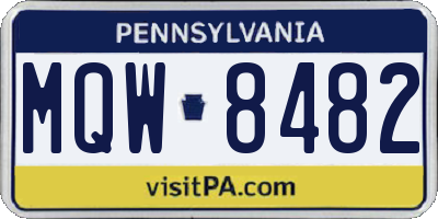 PA license plate MQW8482