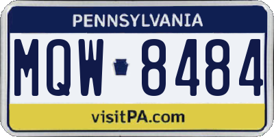 PA license plate MQW8484