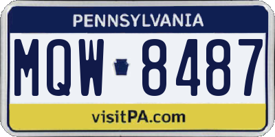 PA license plate MQW8487