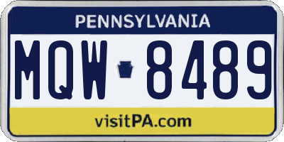 PA license plate MQW8489