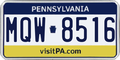 PA license plate MQW8516