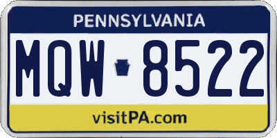 PA license plate MQW8522