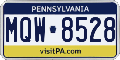 PA license plate MQW8528