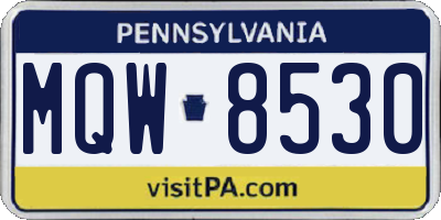 PA license plate MQW8530