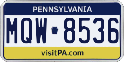 PA license plate MQW8536