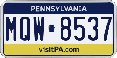 PA license plate MQW8537