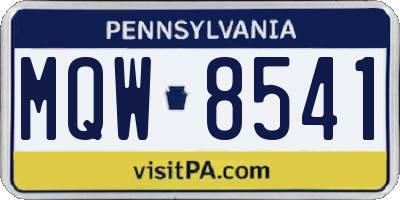 PA license plate MQW8541