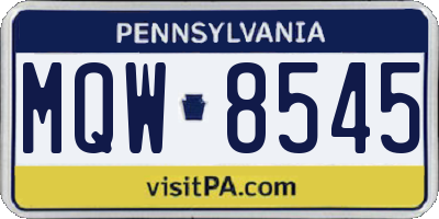 PA license plate MQW8545