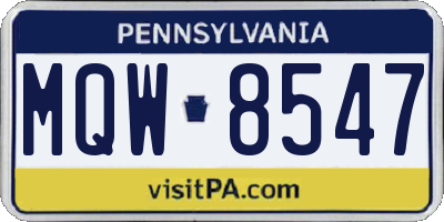 PA license plate MQW8547