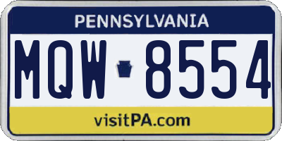 PA license plate MQW8554