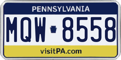 PA license plate MQW8558