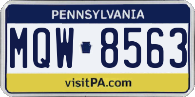 PA license plate MQW8563