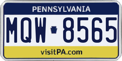 PA license plate MQW8565