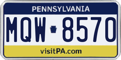 PA license plate MQW8570