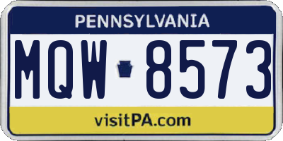 PA license plate MQW8573