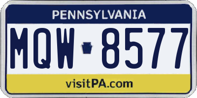 PA license plate MQW8577