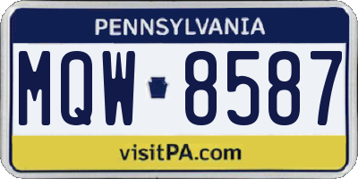 PA license plate MQW8587