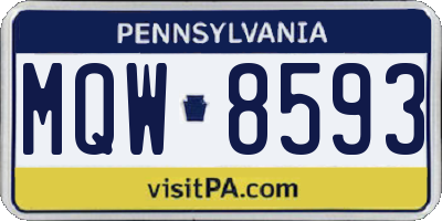 PA license plate MQW8593